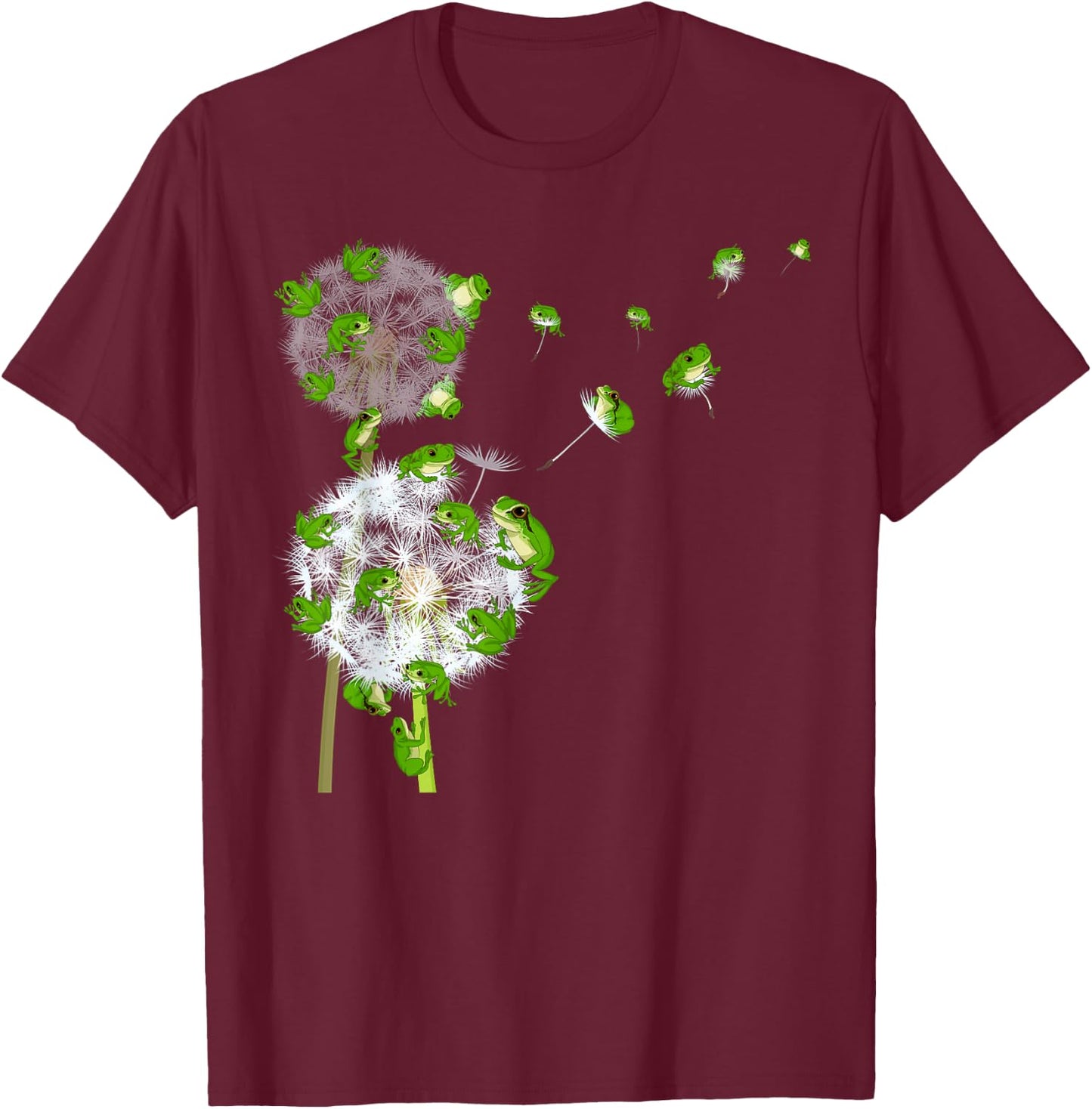 Rainforest Animal Lover Dandelion Amphibian Toad Flower Frog T-Shirt - T-Shirt | Maroon