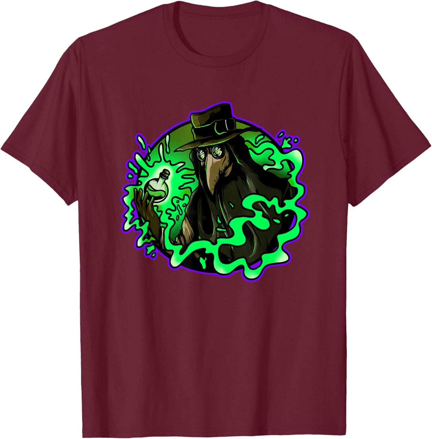 Plague Doctor Poison Medieval Gothic Raven Steampunk Grunge T-Shirt - T-Shirt | Maroon