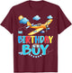 Kids Birthday Boy Flight Crew Squad Airplane Matching Family T-Shirt - T-Shirt | Maroon