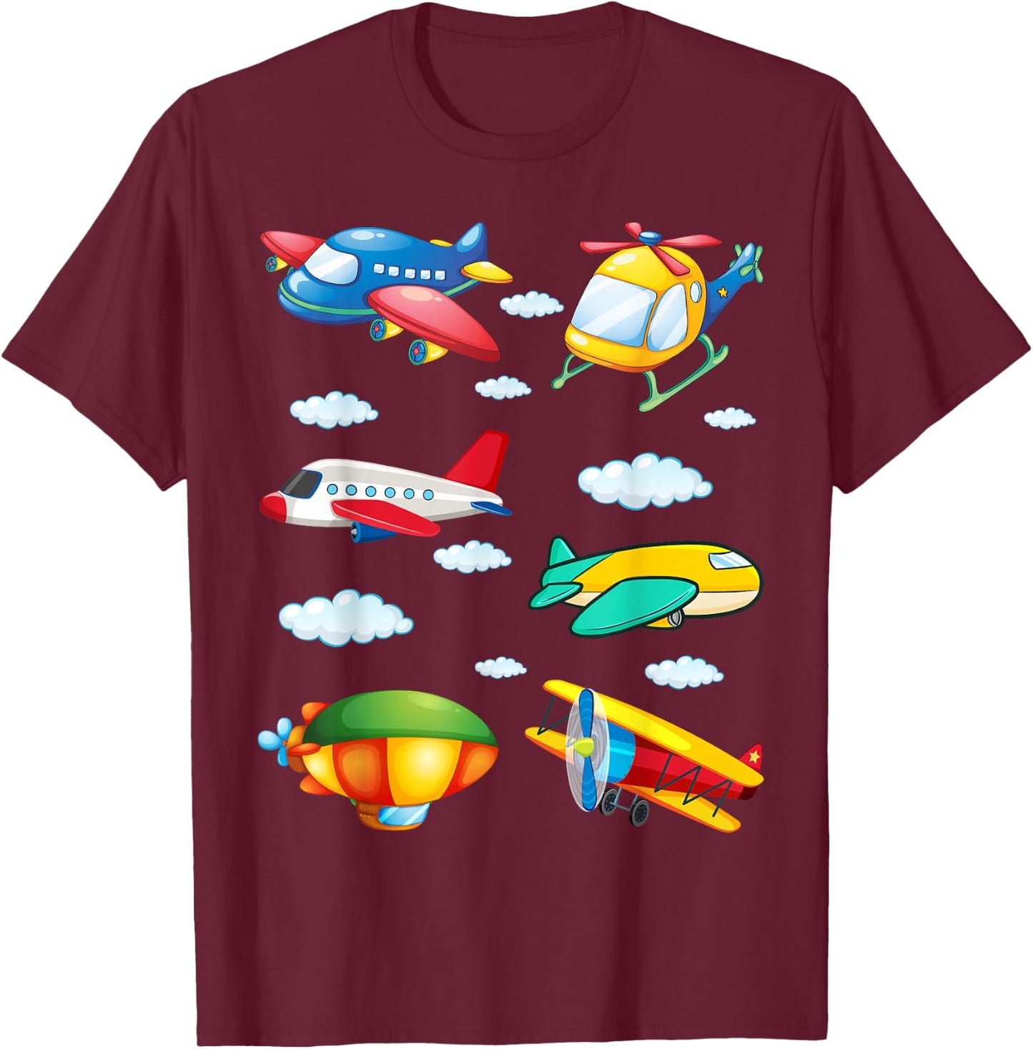 Types of Airplanes Boys Planes Future Pilot T-Shirt - T-Shirt | Maroon