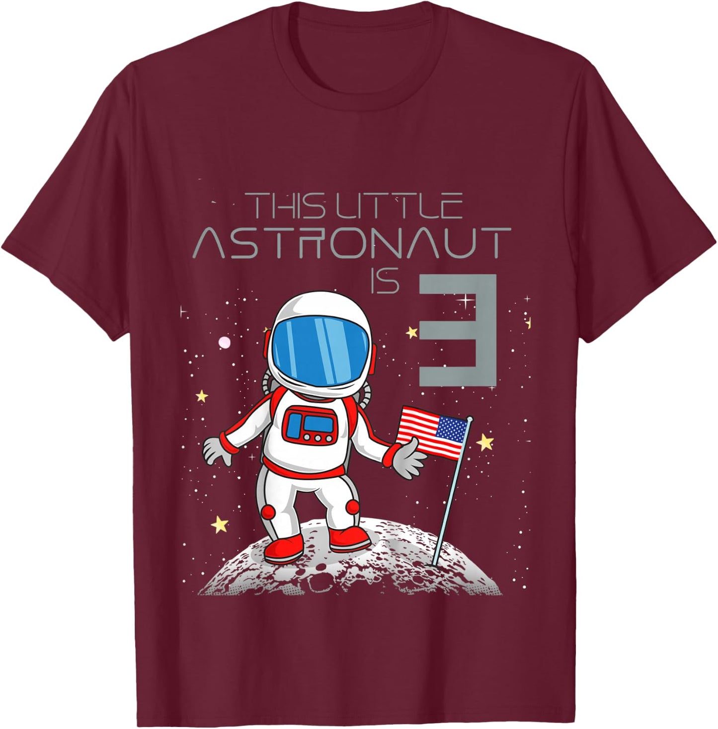 3rd Birthday Astronaut Shirt Boys Gift 3 Year Old Space Geek T-Shirt - T-Shirt | Maroon