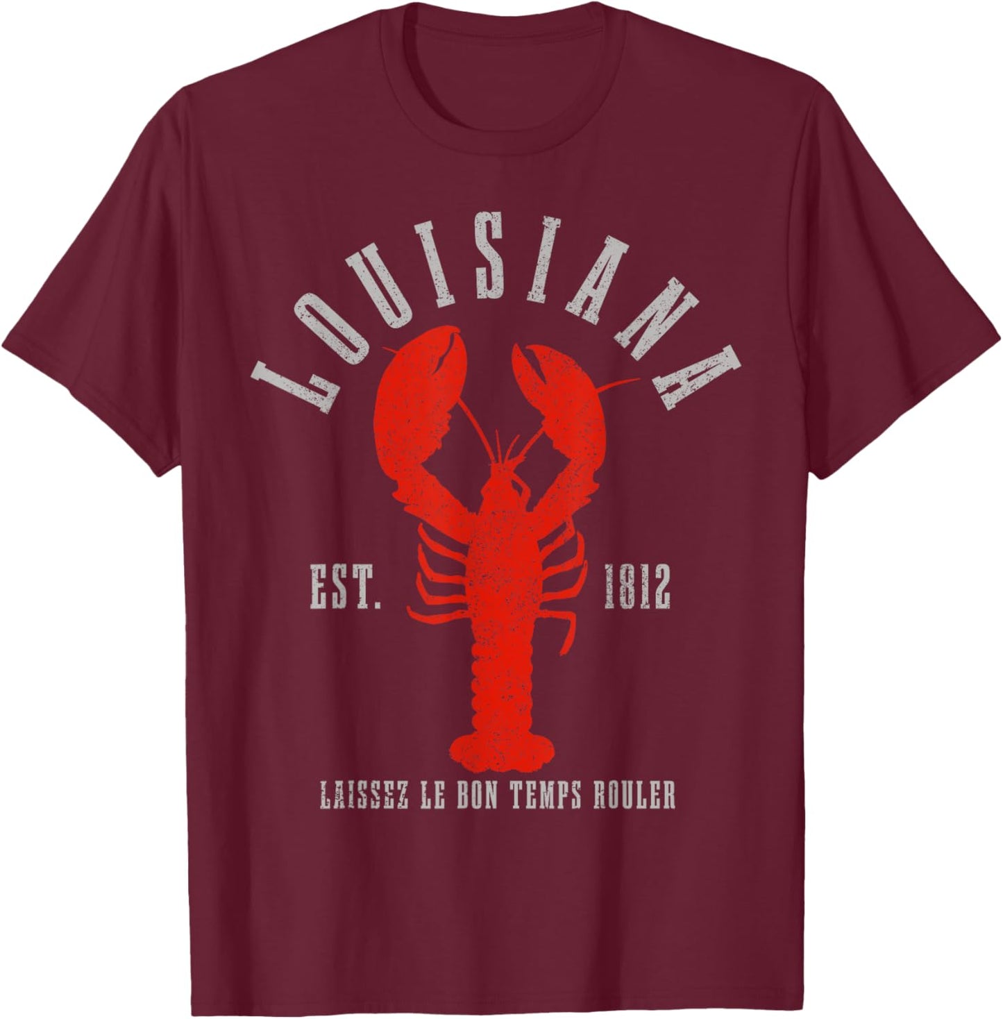 Louisiana Est. 1812 Crawfish New Orleans Mardi Gras T-Shirt - T-Shirt | Maroon