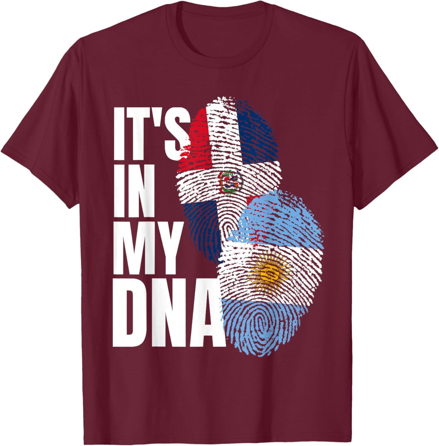 Argentinian And Dominican Mix DNA Flag Heritage T-Shirt - T-Shirt | Maroon