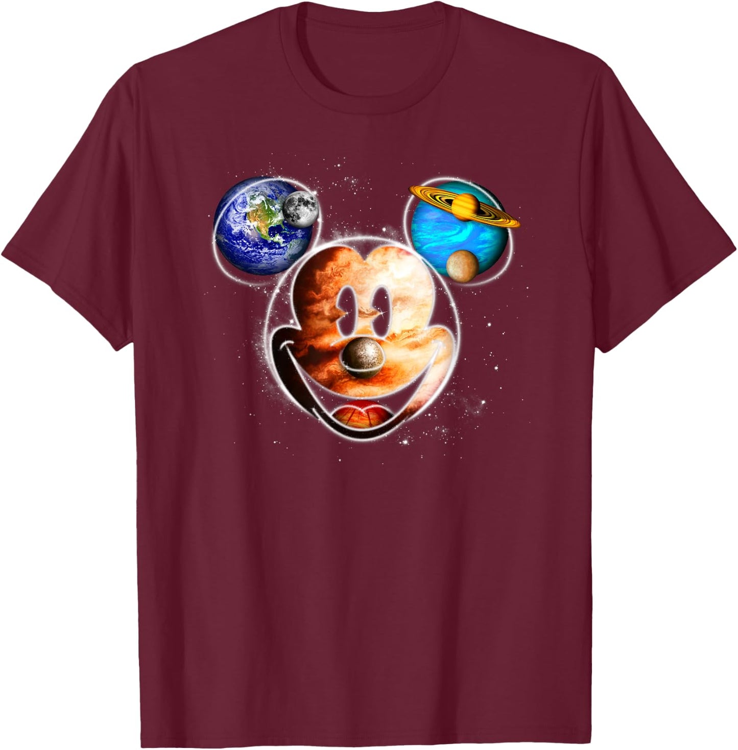 Mickey Mouse - Space Silhouette Head T-Shirt - T-Shirt | Maroon