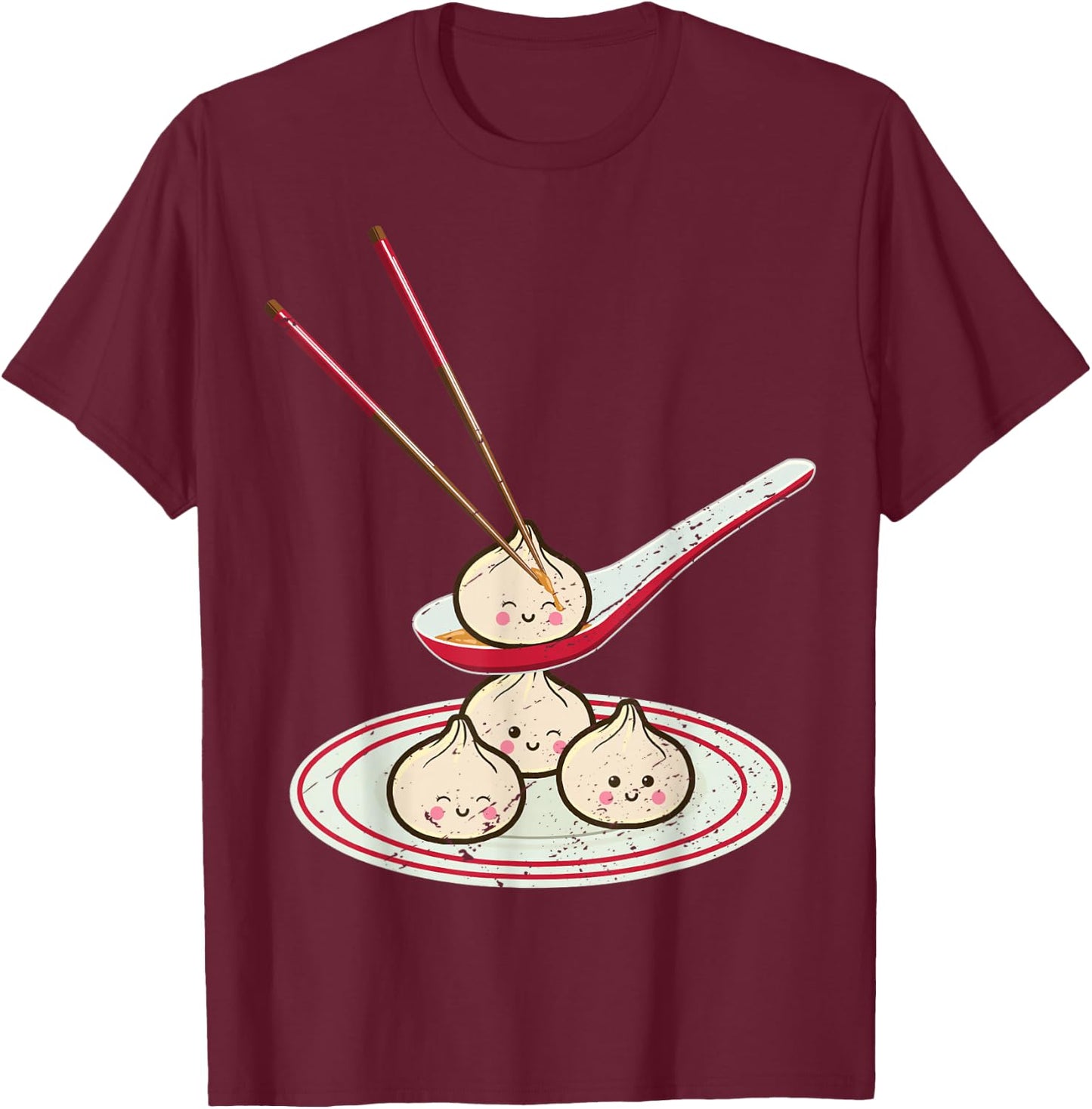 Distressed Soup Dumpling Xiaolongbao chefs T-Shirt - T-Shirt | Maroon