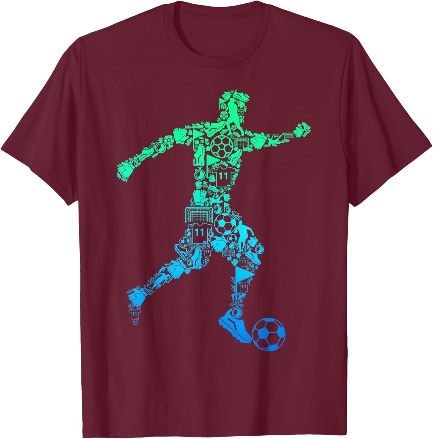 Soccer Player Youth Men Kids Boys T-Shirt - T-Shirt | Maroon