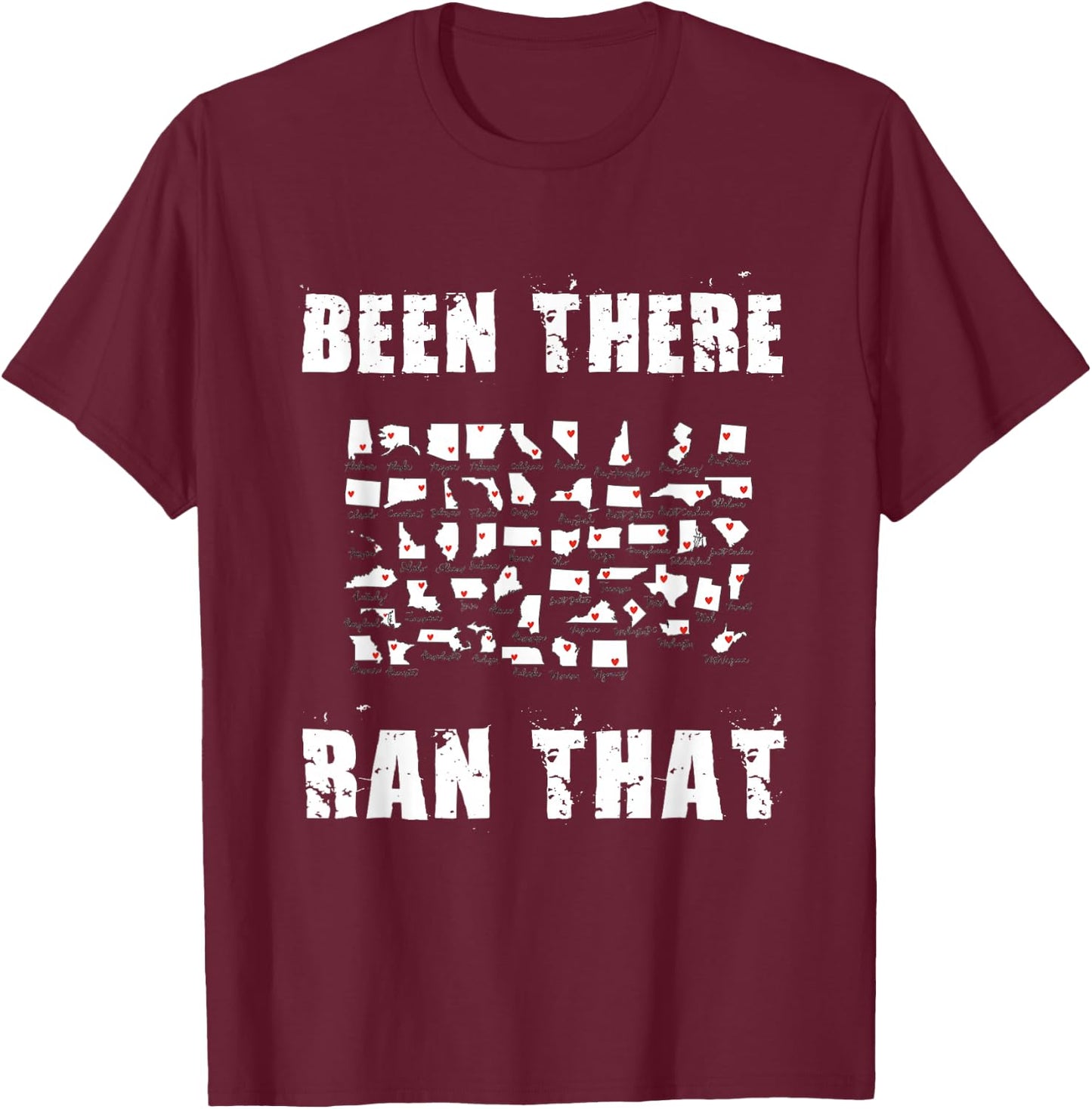 All 50 States I Have Run Challenge Map Half Marathons Club T-Shirt - T-Shirt | Maroon