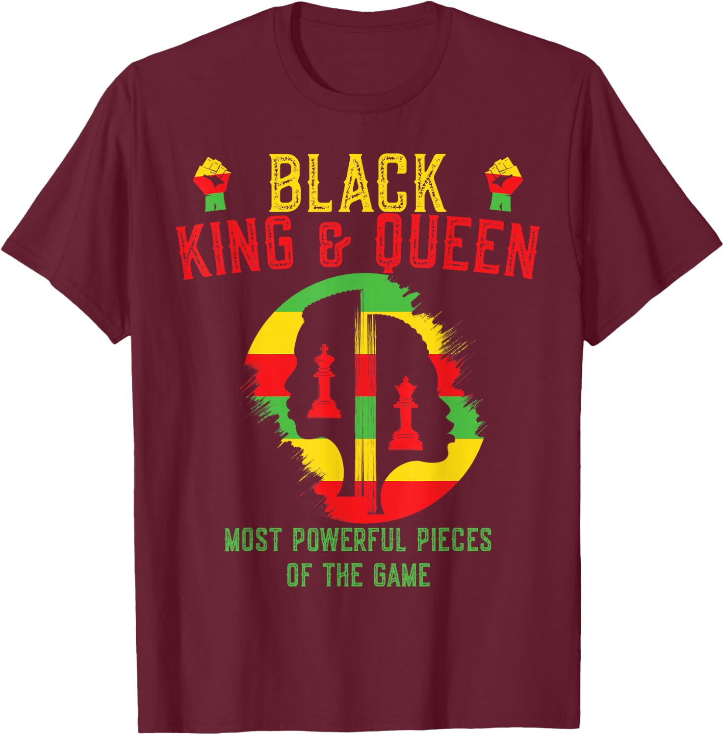 Black King and Queen Most Powerful Piece of the Game T-Shirt - T-Shirt | Maroon