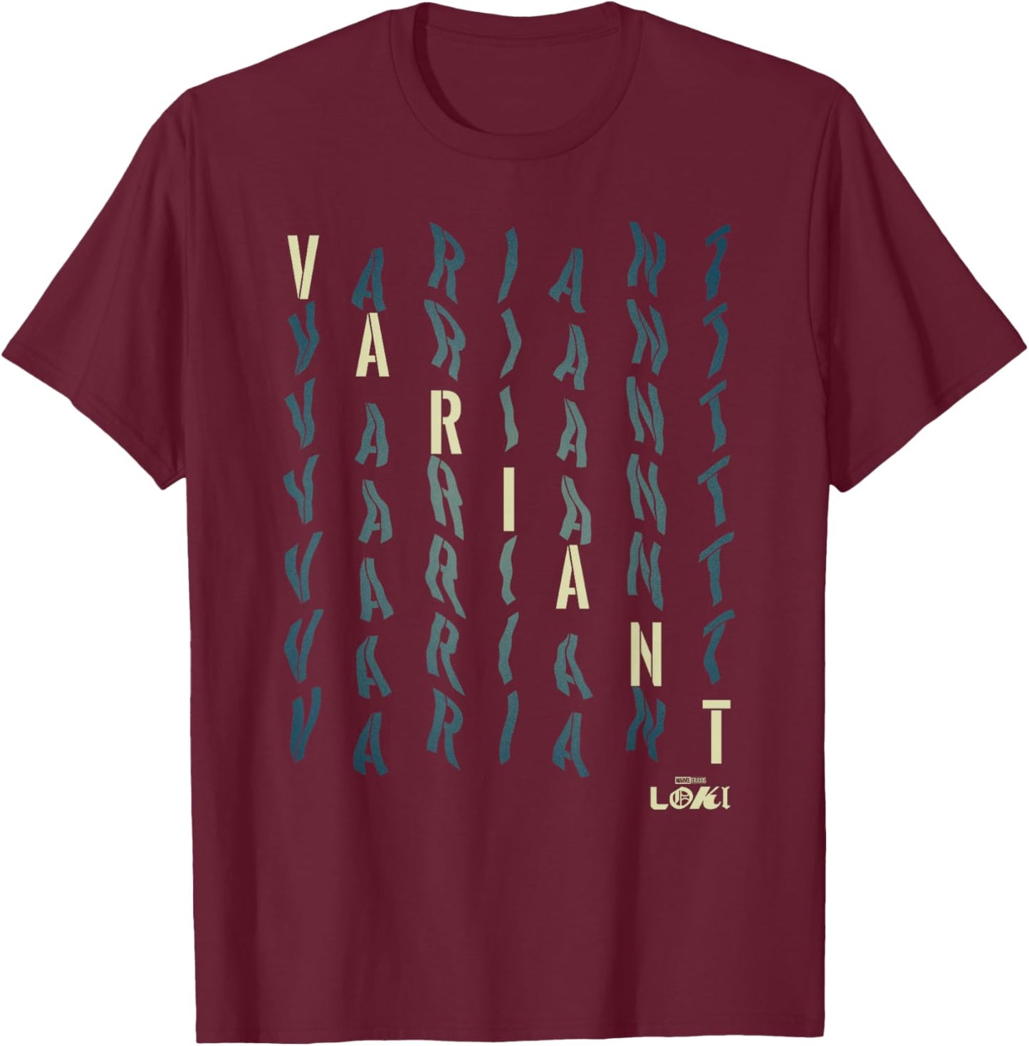 Marvel Loki Variant Wavy Text Stack T-Shirt - T-Shirt | Maroon