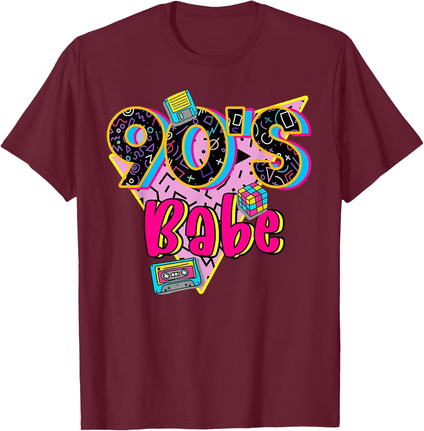 Vintage 90s Baby Party Funny Back To 90s Cassette Nostalgia T-Shirt - T-Shirt | Maroon