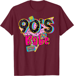 Vintage 90s Baby Party Funny Back To 90s Cassette Nostalgia T-Shirt - T-Shirt | Maroon