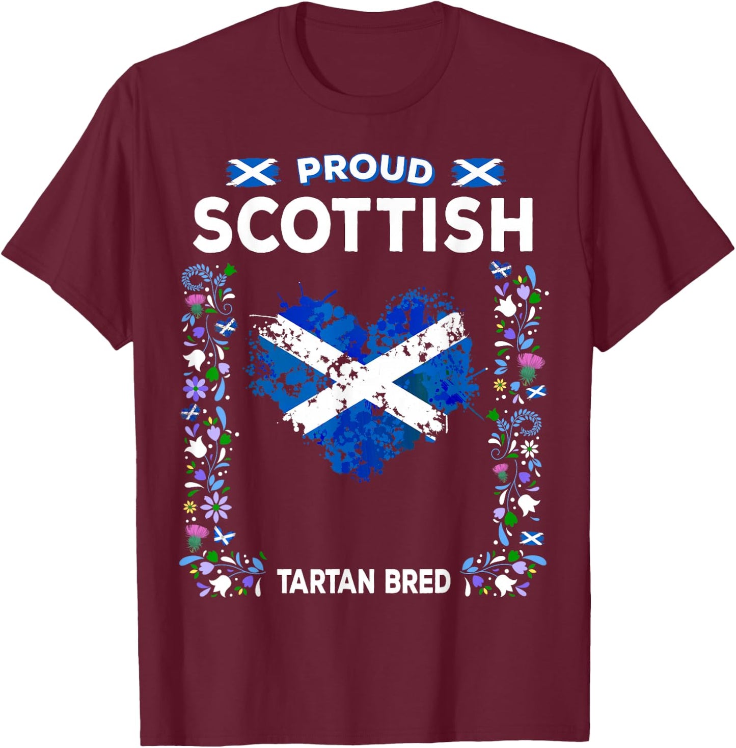 Scottish Flag Outfit Idea Scotland Themed T-Shirt - T-Shirt | Maroon