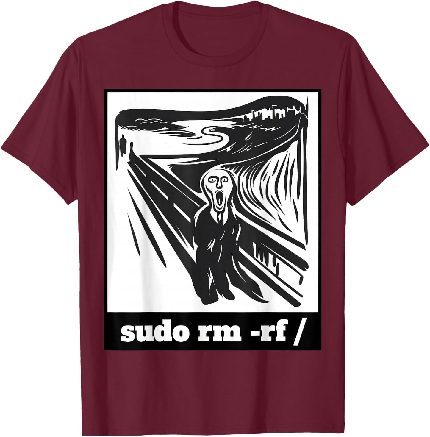 Sudo RM -RF Programmer Sysadmin Developer Joke Coder Linux T-Shirt - T-Shirt | Maroon