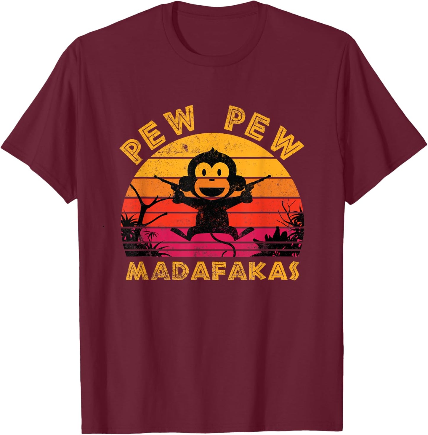 Pew Pew Madafakas Men's I Madafakas Monkeys T-Shirt - T-Shirt | Maroon