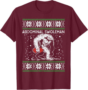 Abdominal Swoleman Yeti Fun Christmas Gym Weightlifter Gift T-Shirt - T-Shirt | Maroon