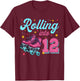 12th Birthday Shirt For Girls, Roller Skates Rolling Into 12 T-Shirt - T-Shirt | Maroon