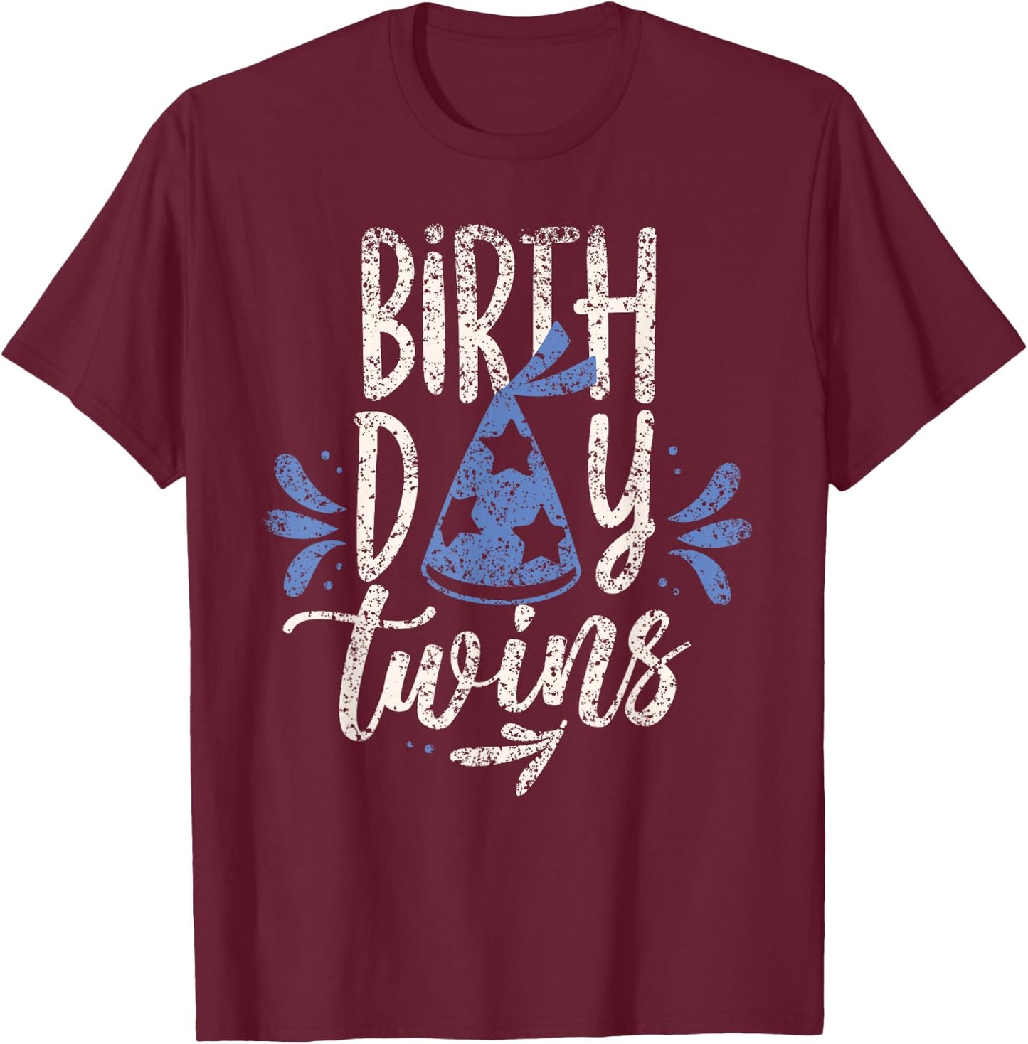 Birthday Twins Celebrate Cute Twin T-Shirt - T-Shirt | Maroon