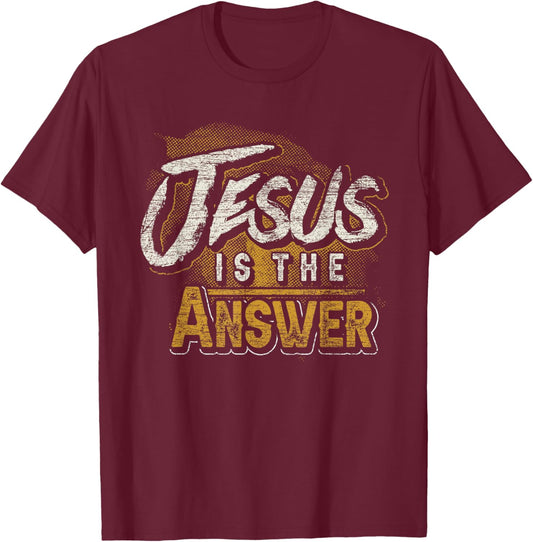 Christianity Jesus Is The Answer Jesus T-Shirt - T-Shirt | Maroon