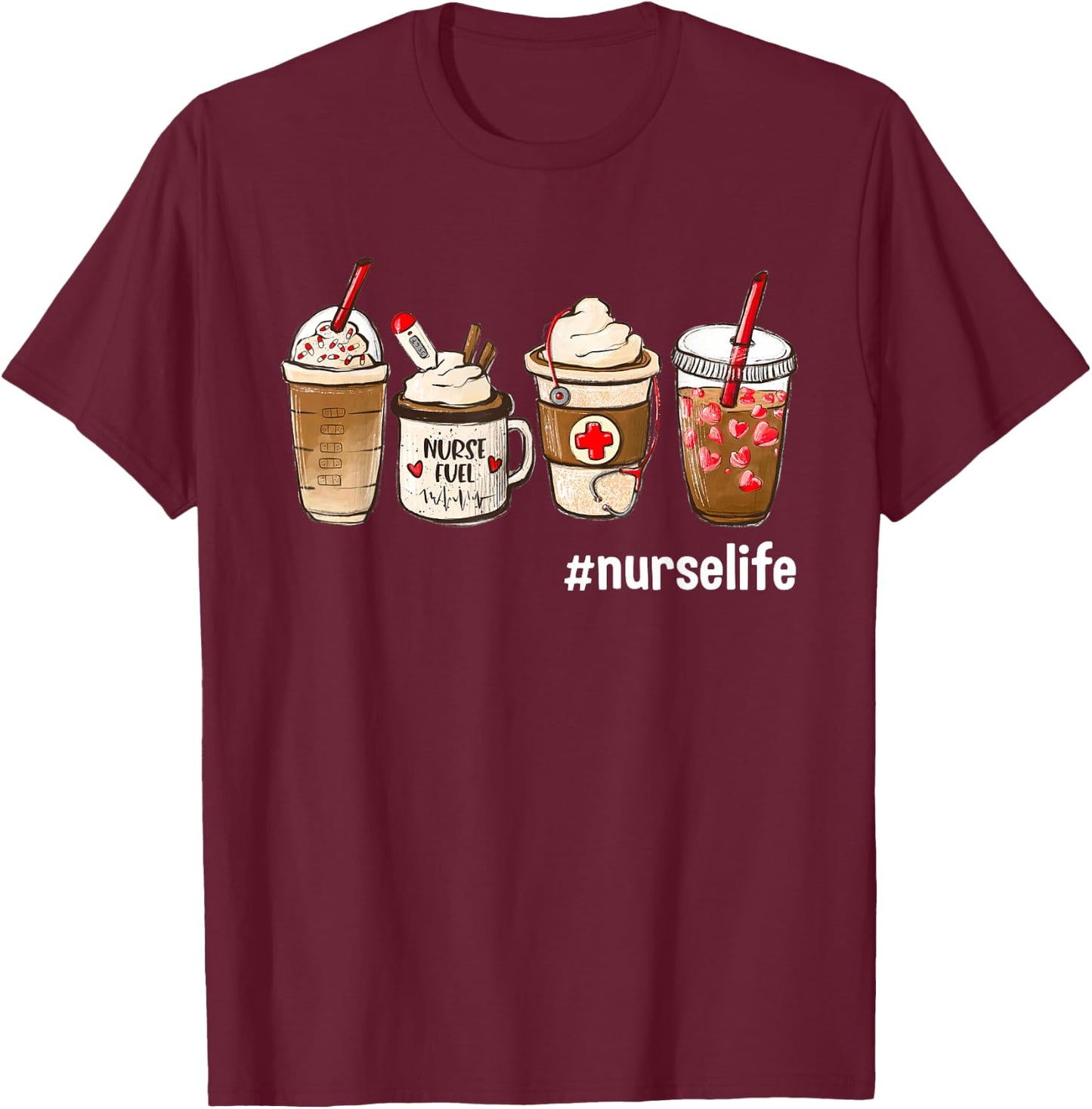 Nurse Life Funny Coffee Nurses Fuel Registered Nurse Medical T-Shirt - T-Shirt | Maroon