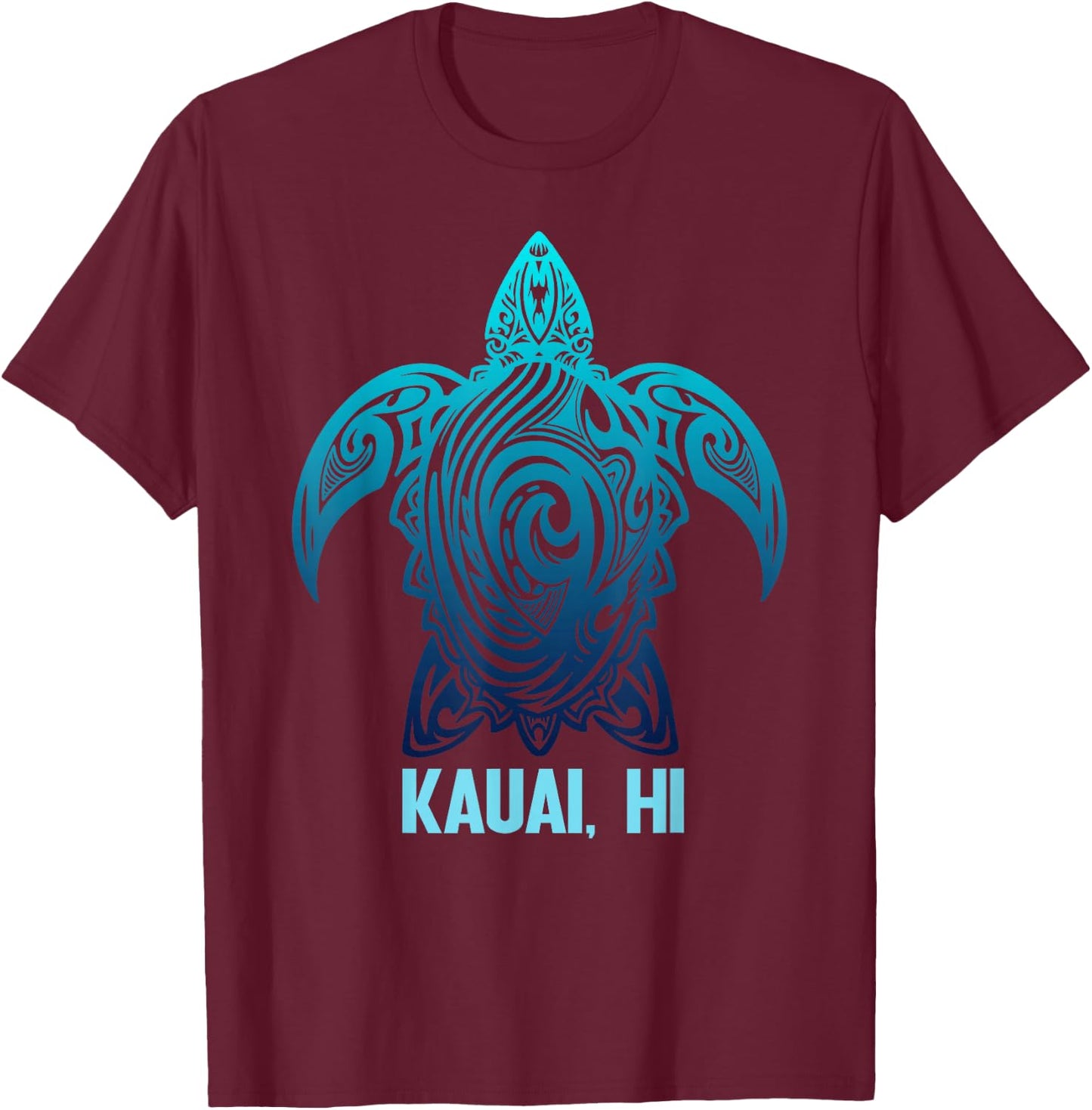 Kauai Hawaii Tribal Sea Turtle Hawaii Surfer Diving T-Shirt - T-Shirt | Maroon
