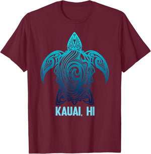 Kauai Hawaii Tribal Sea Turtle Hawaii Surfer Diving T-Shirt - T-Shirt | Maroon