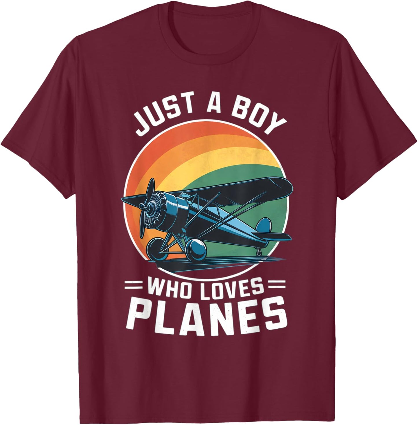 Just A Boy Who Loves Planes Toddler Airplane Lover Cute T-Shirt - T-Shirt | Maroon