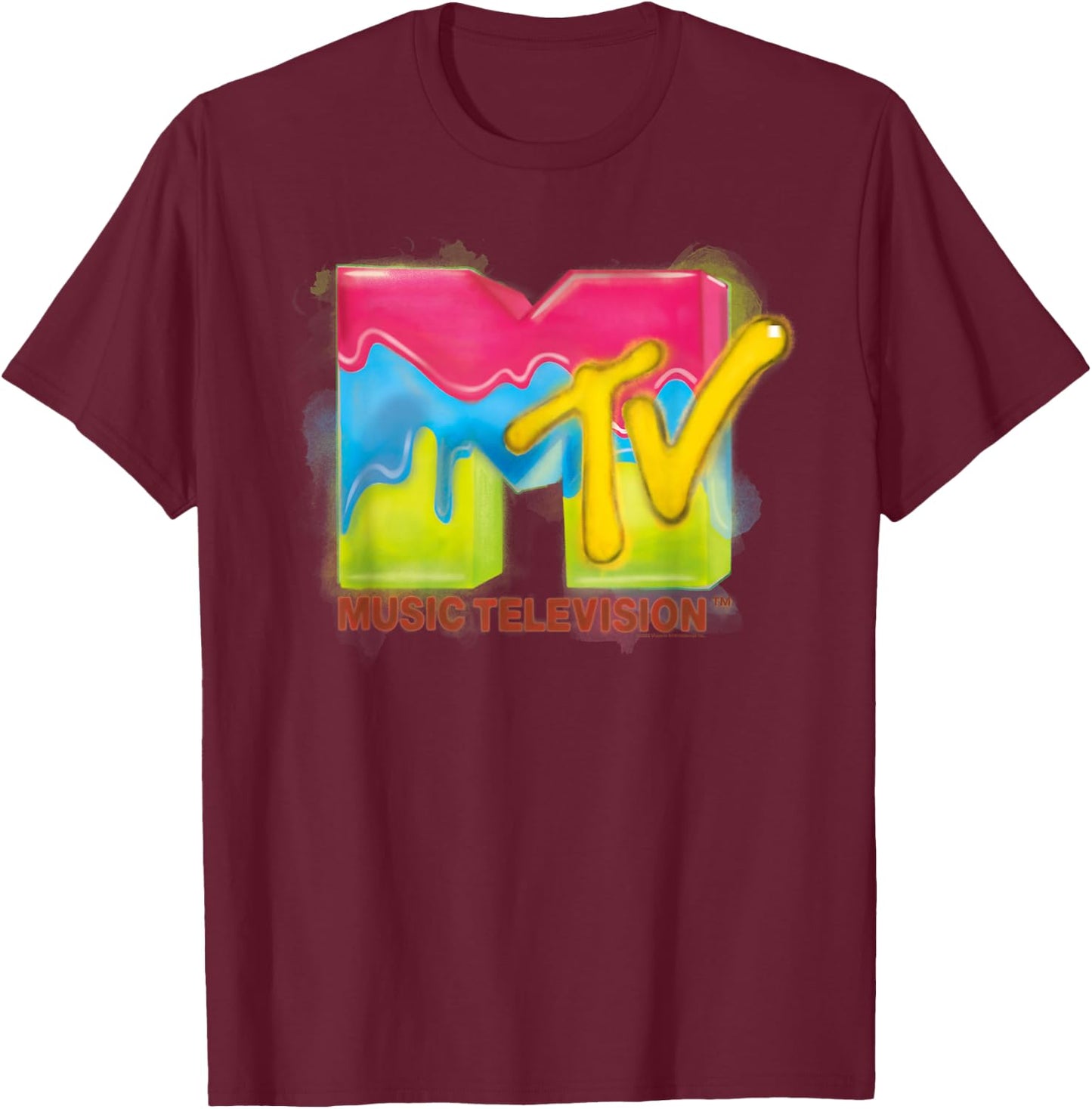 MTV Melted Ice Cream Logo T-Shirt - T-Shirt | Maroon