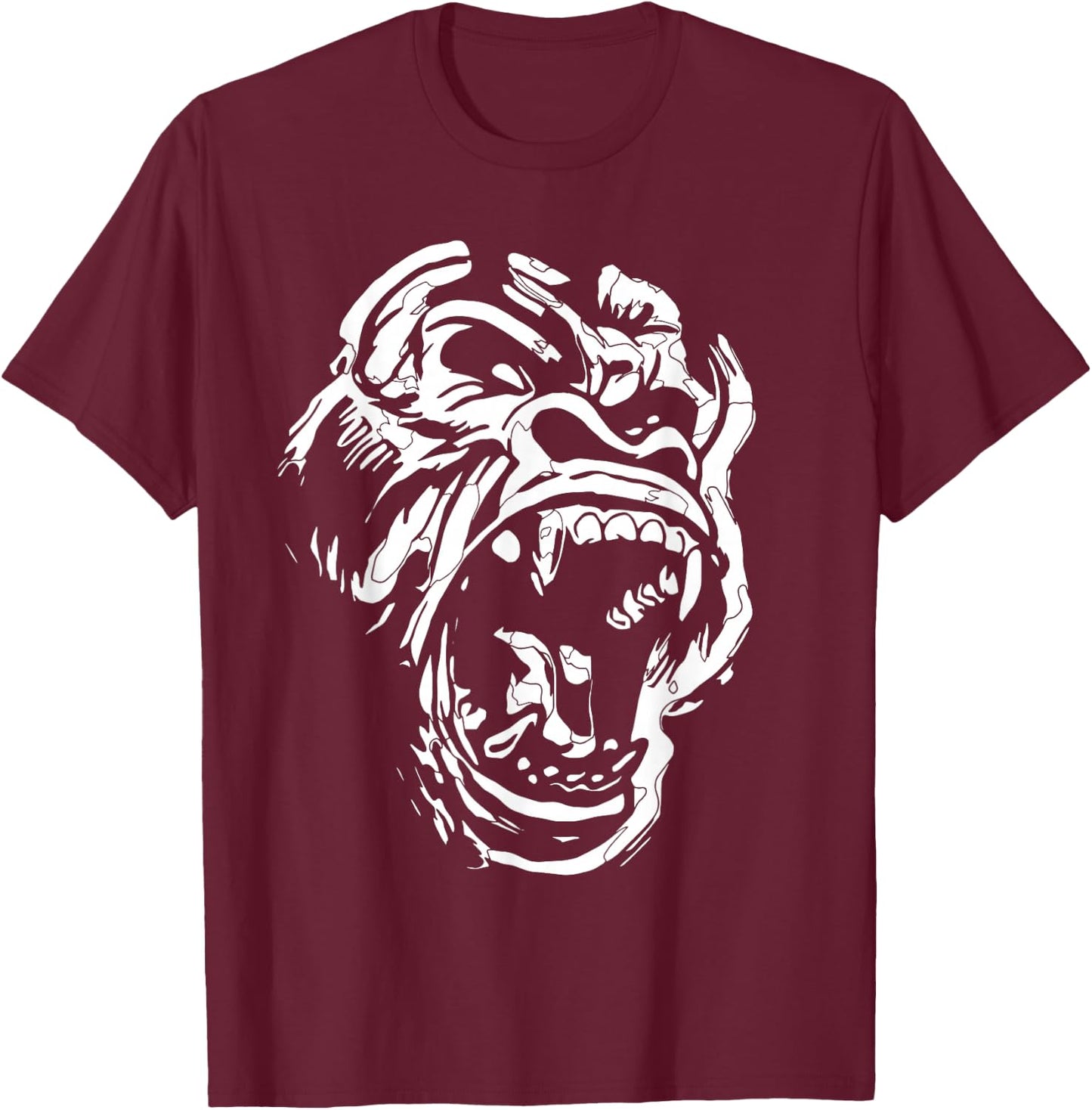 Angry Gorilla Shirt Silverback White Fierce Great Ape Gift T-Shirt - T-Shirt | Maroon