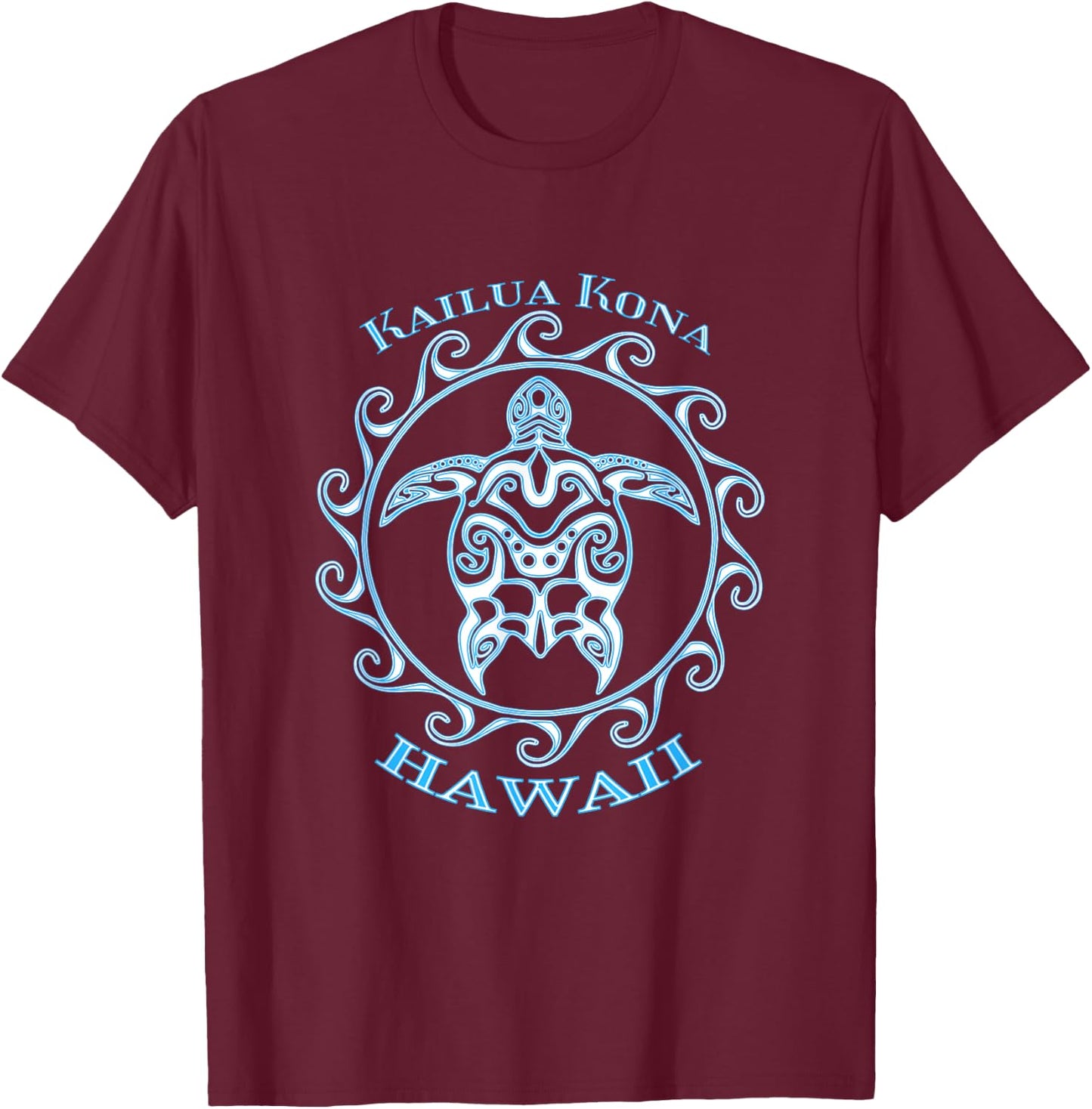 Kailua Kona Hawaii Tribal Sea Turtle Summer T-Shirt - T-Shirt | Maroon