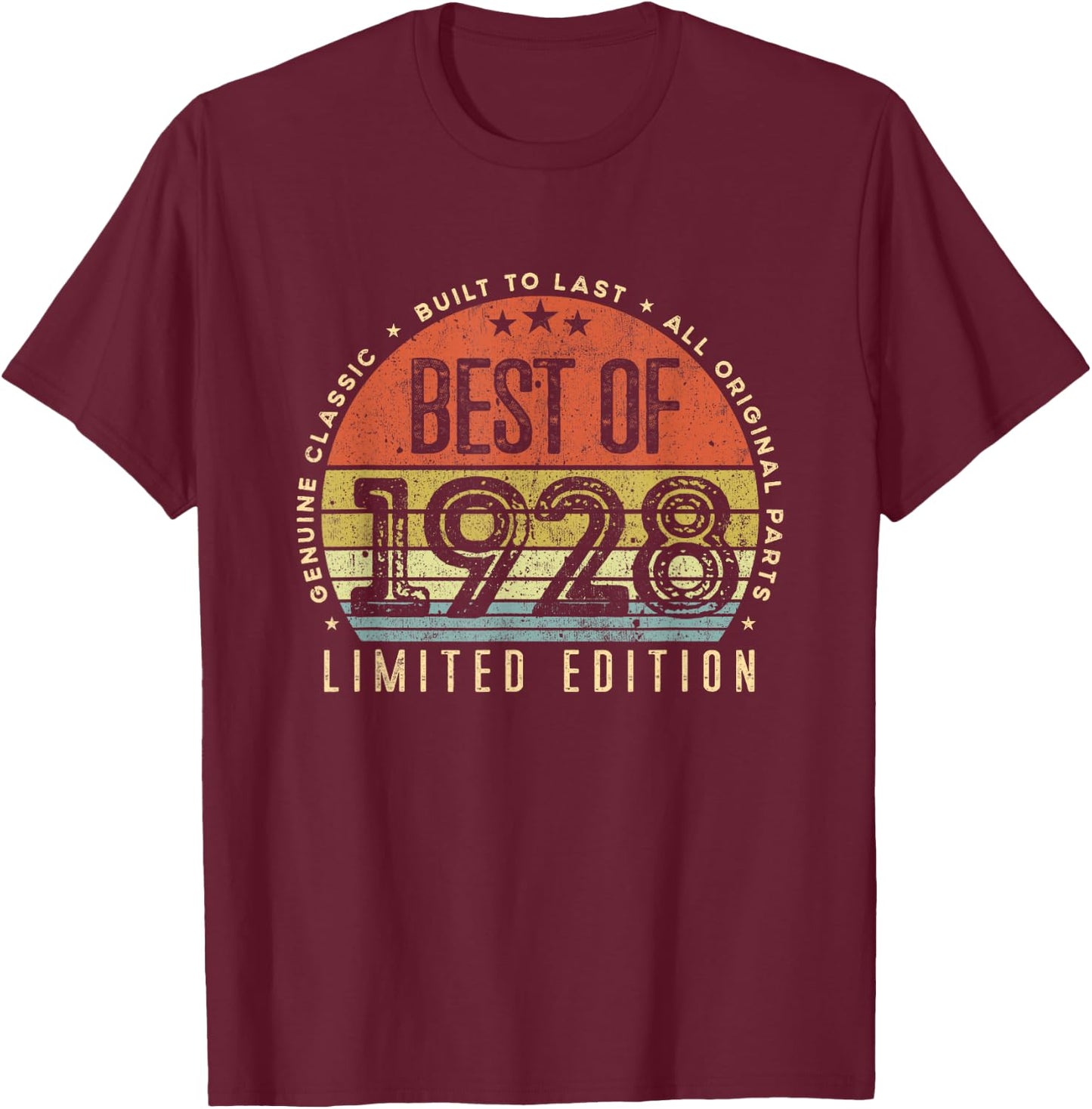Vintage 1928 Limited Edition Retro Best of 1928 Men Women T-Shirt - T-Shirt | Maroon