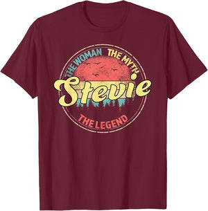 Stevie The Woman The Myth The Legend Personalized Name T-Shirt - T-Shirt | Maroon