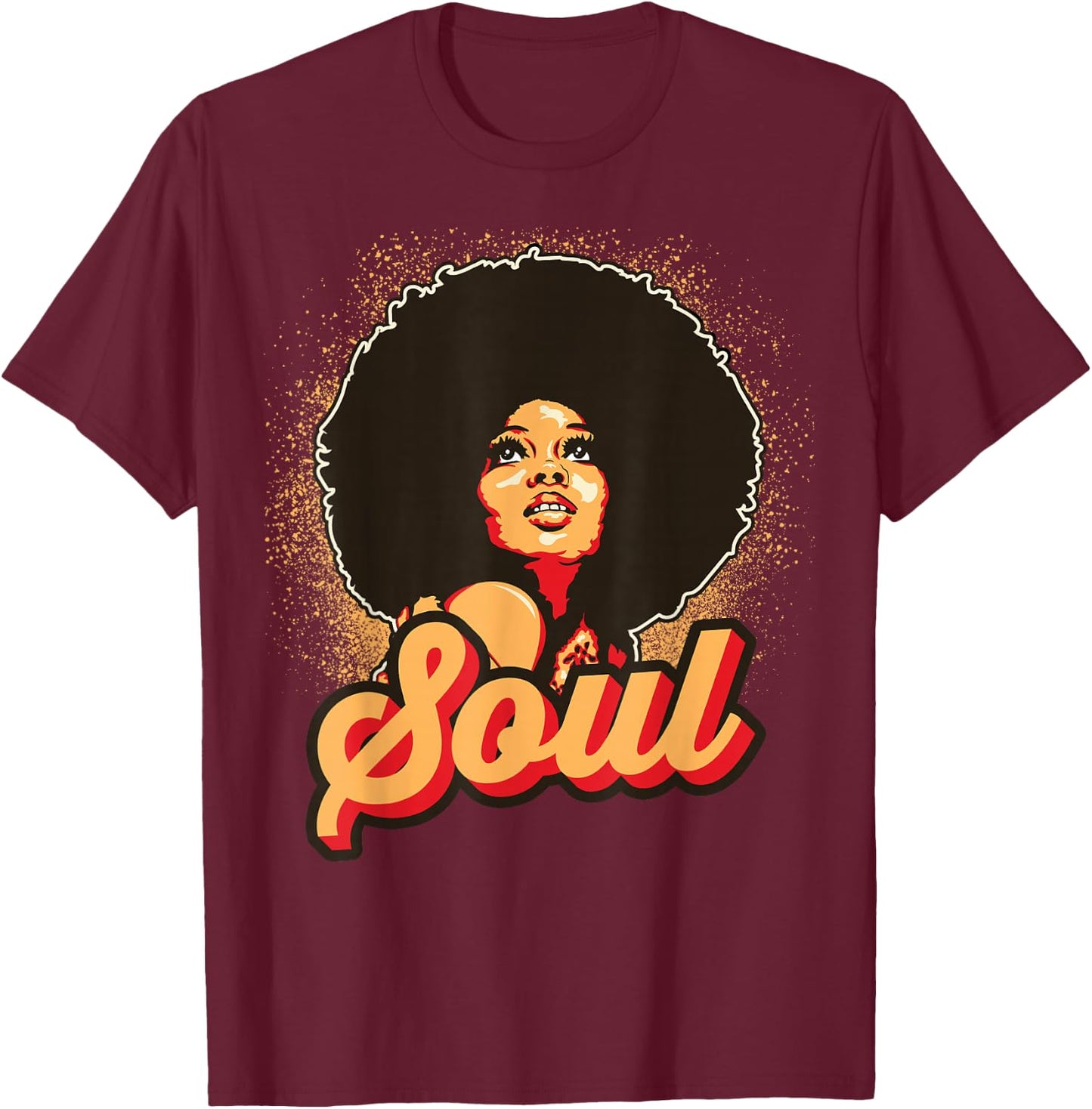 70s Funk Afro Women Soul Retro Vintage Style Graphic T-Shirt - T-Shirt | Maroon