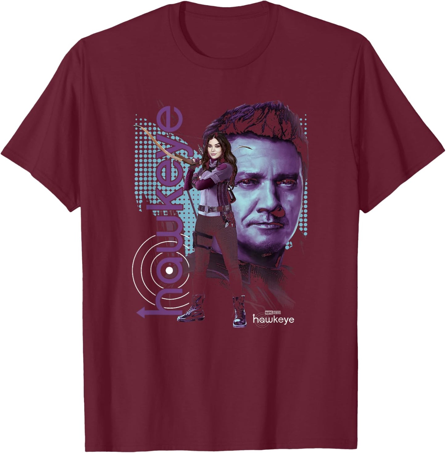 Marvel Hawkeye Disney Plus Group Shot Team Hawkeye Poster T-Shirt - T-Shirt | Maroon