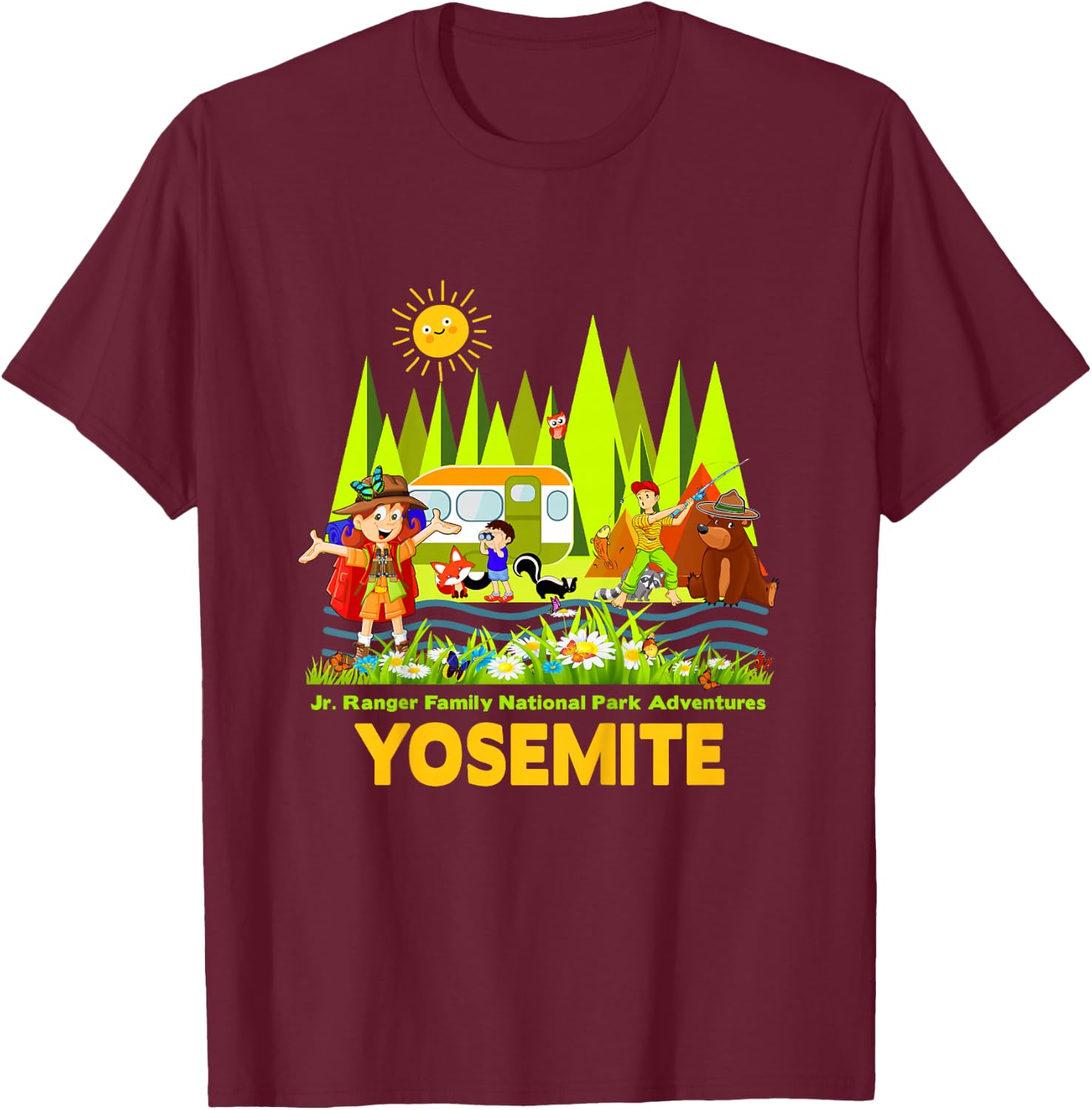 Kids Yosemite Jr Ranger Family National Park Adventure Souvenir T-Shirt - T-Shirt | Maroon
