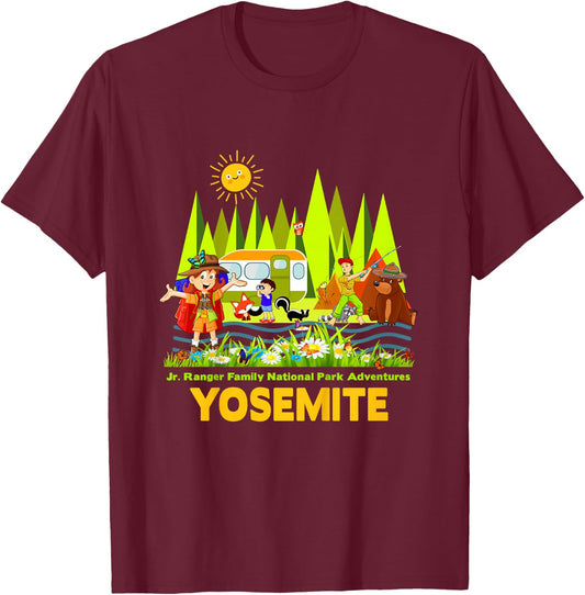 Kids Yosemite Jr Ranger Family National Park Adventure Souvenir T-Shirt - T-Shirt | Maroon