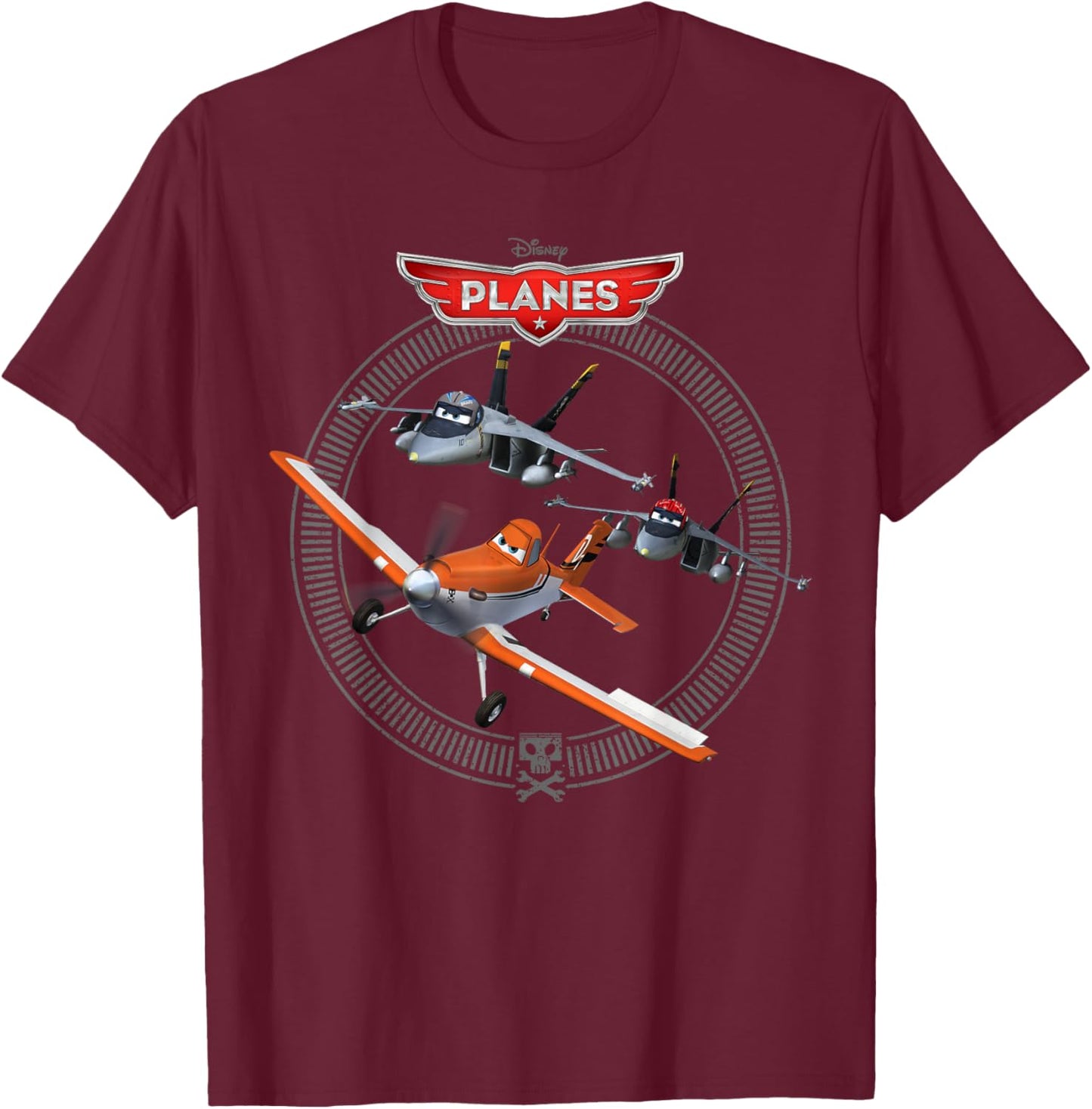 Disney Planes Dusty Crophopper with Bravo and Echo Small T-Shirt - T-Shirt | Maroon