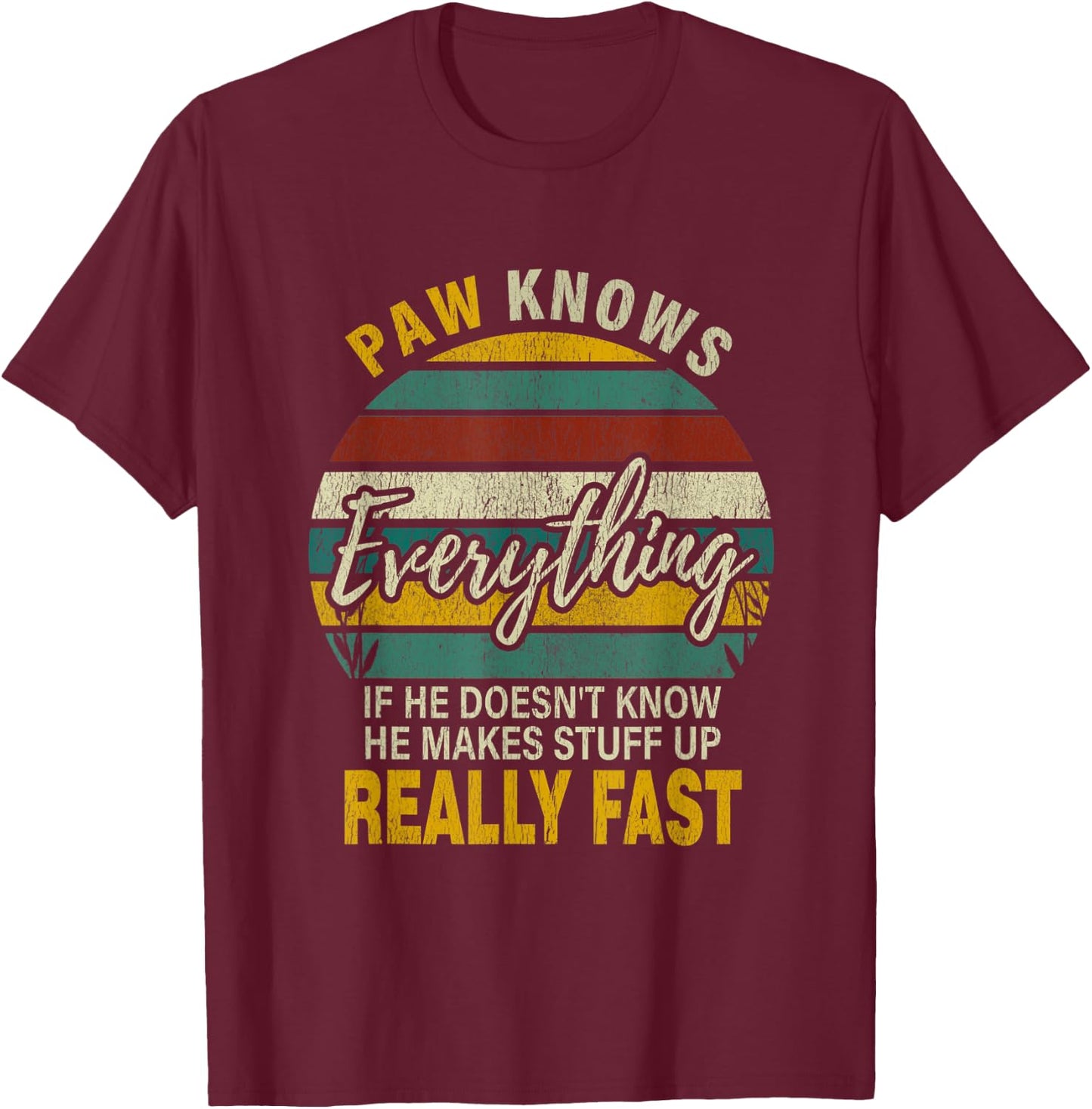 Paw Know Everything Grandpa Christmas Gifts T-Shirt - T-Shirt | Maroon