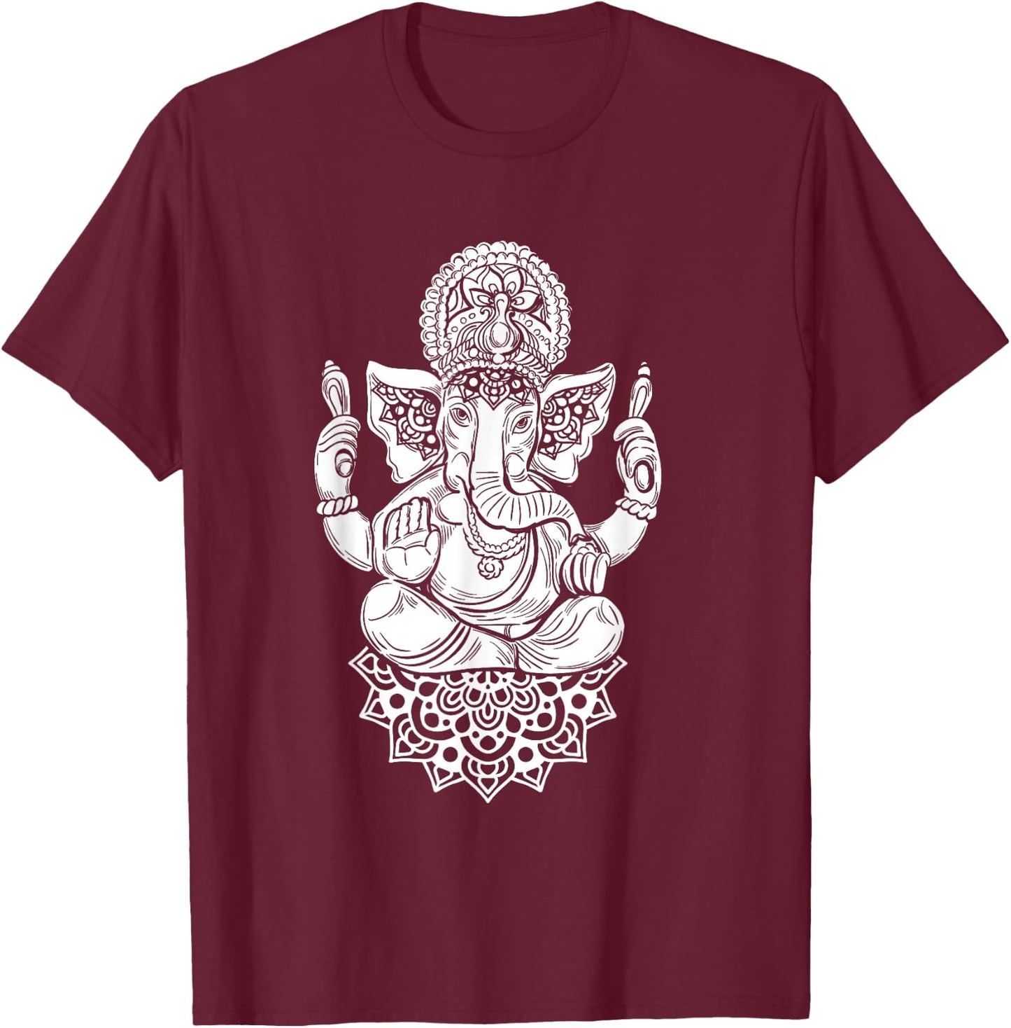 Ganesha India Hinduism Meditation Buddhism Elephant Ganapati T-Shirt - T-Shirt | Maroon