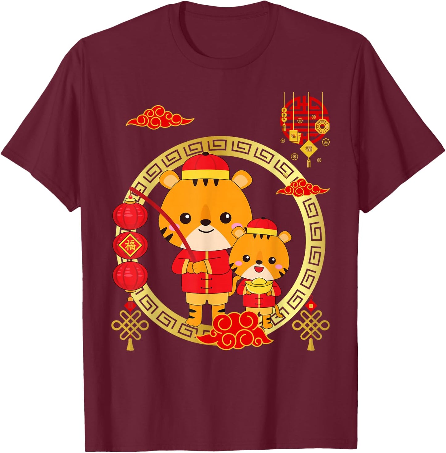 Year of the Tiger Chinese New Year 2026 Kids Toddlers Family T-Shirt - T-Shirt | Maroon