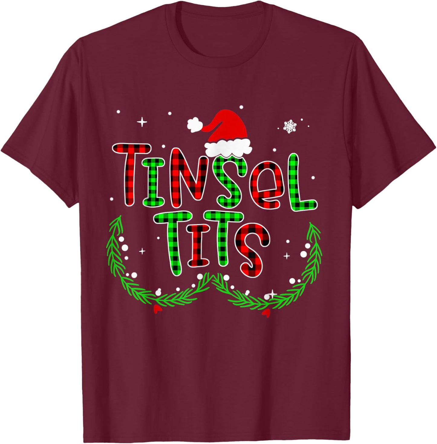 Tinsel Tits Jingle Balls Matching Christmas Couple Men Woman T-Shirt - T-Shirt | Maroon