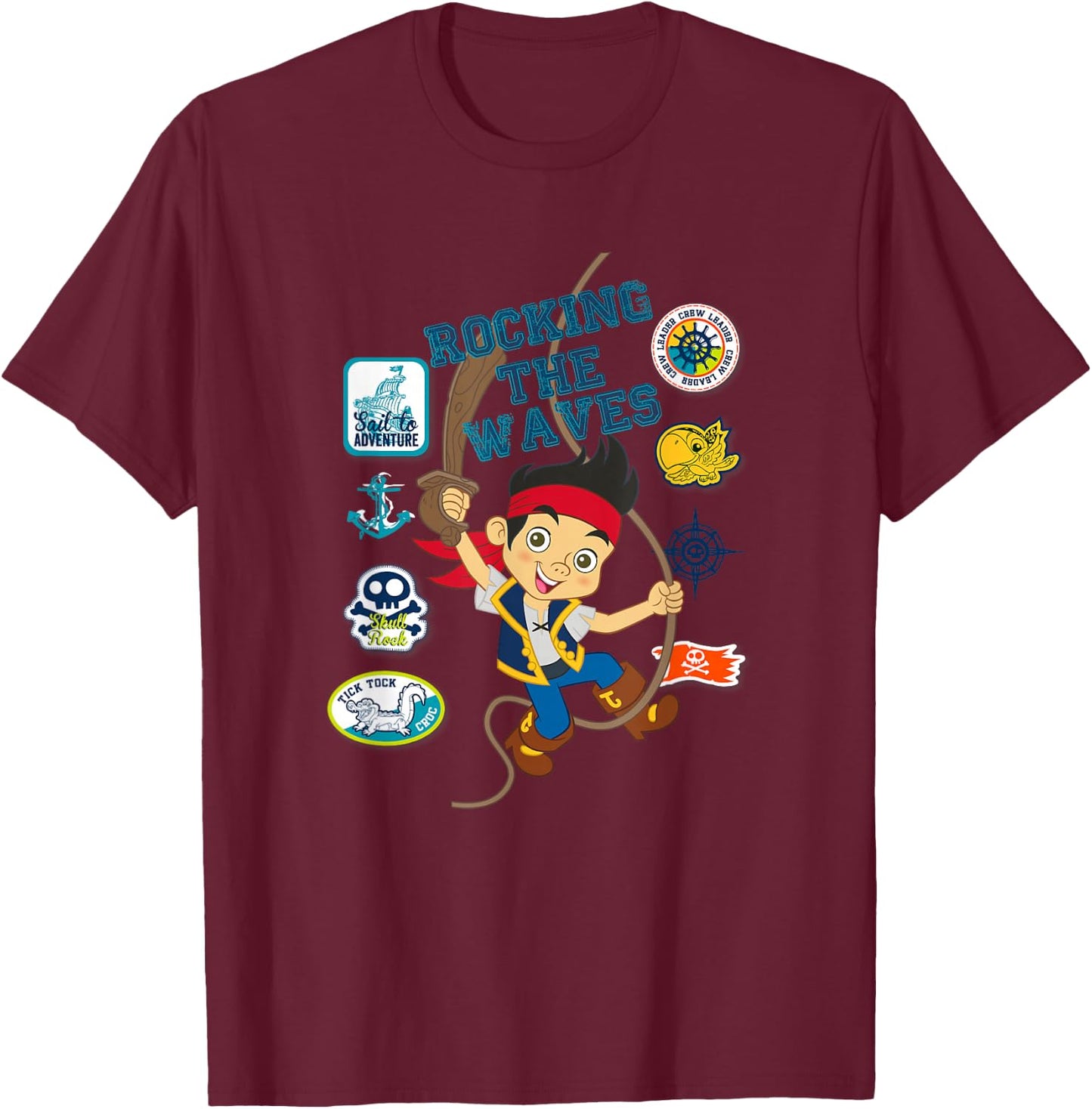 Disney Jake and The Never Land Pirates Rocking The Waves T-Shirt - T-Shirt | Maroon