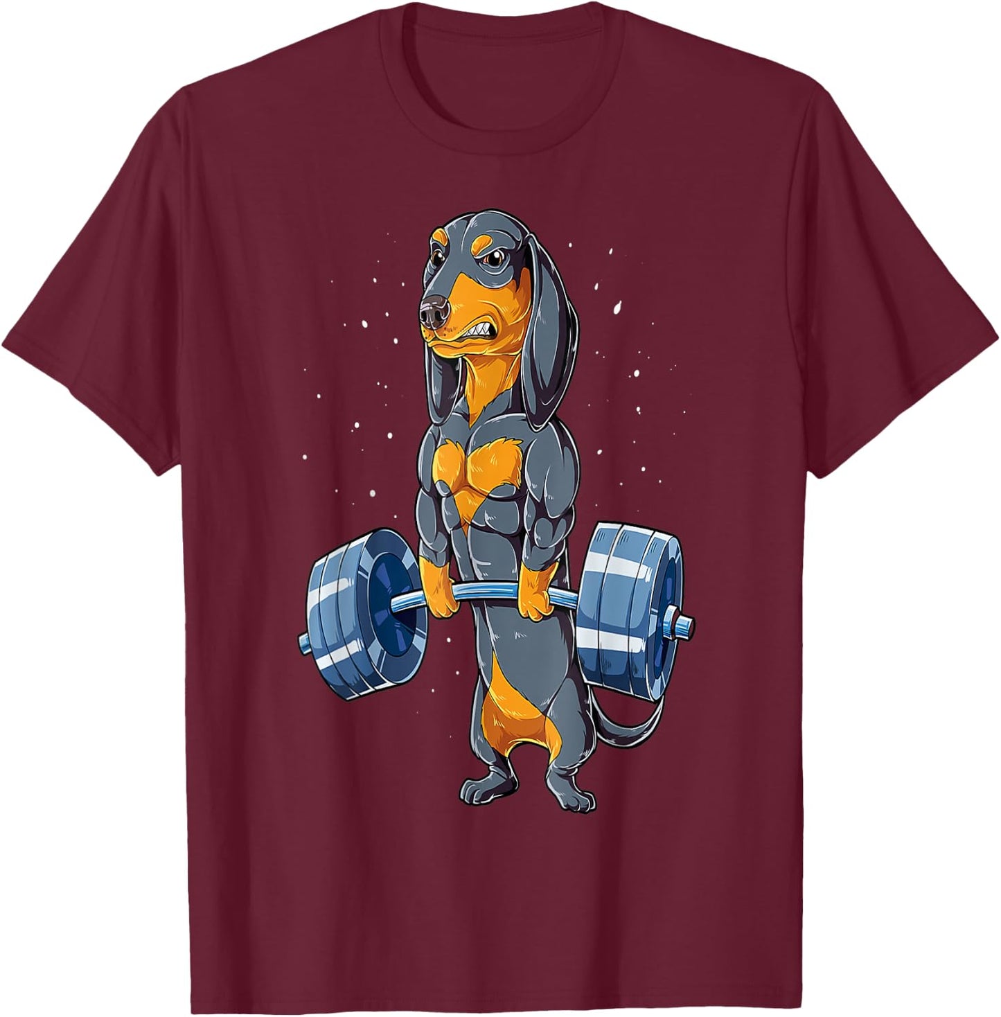 Dachshund Weightlifting Funny Bodybuilder Weight Lifter T-Shirt - T-Shirt | Maroon