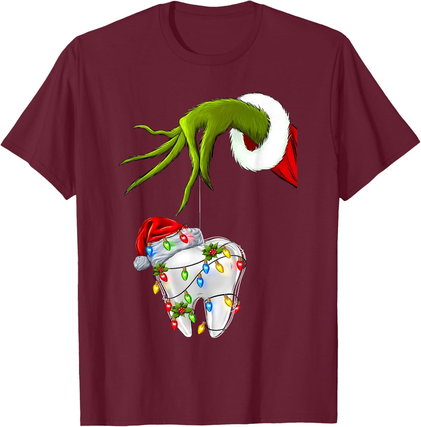 Tooth Dentist Dental Assistant Teeth Christmas Xmas Holiday T-Shirt - T-Shirt | Maroon