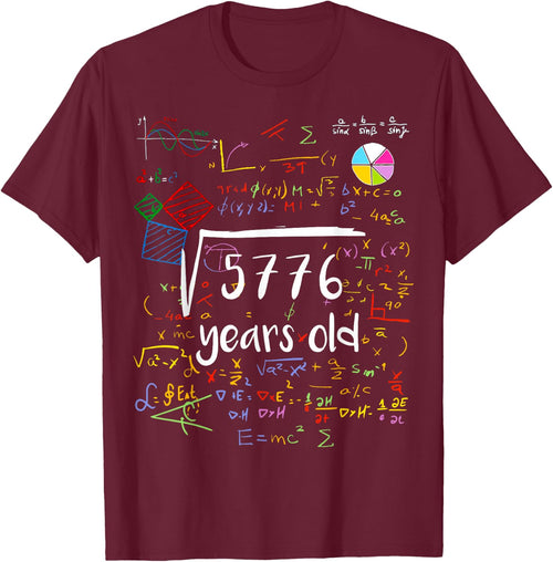 Square Root Of 5776 76th Birthday 76 Years Old Math B-day