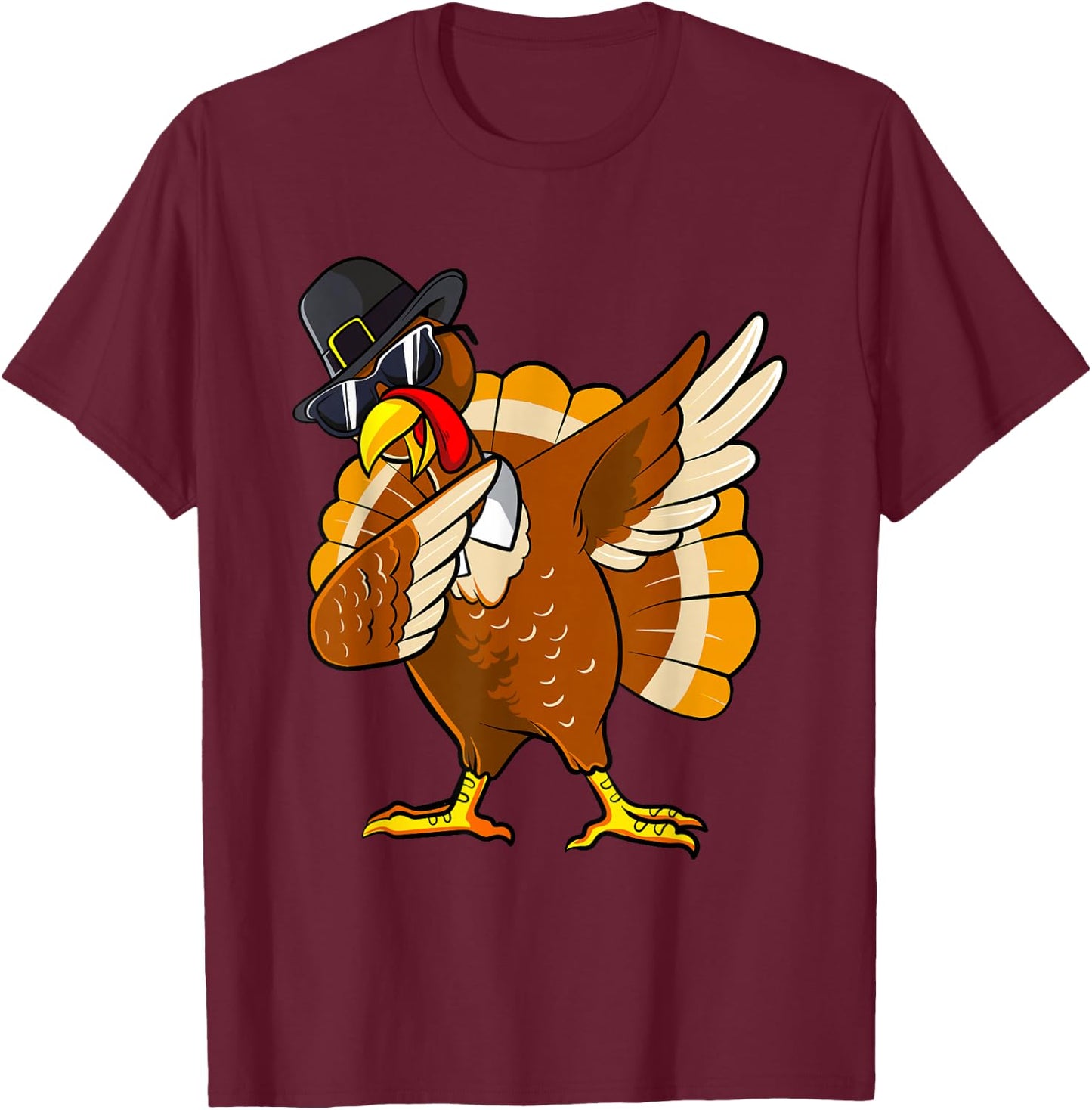 Dabbing Turkey Thanksgiving Day Gifts Pilgrim Boys Kids Men T-Shirt - T-Shirt | Maroon
