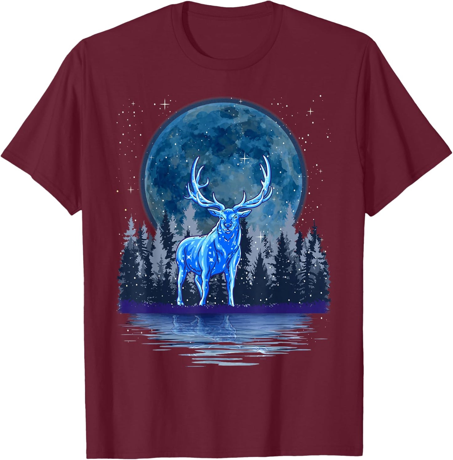 Vintage Winter Elk Reindeer T-Shirt - T-Shirt | Maroon