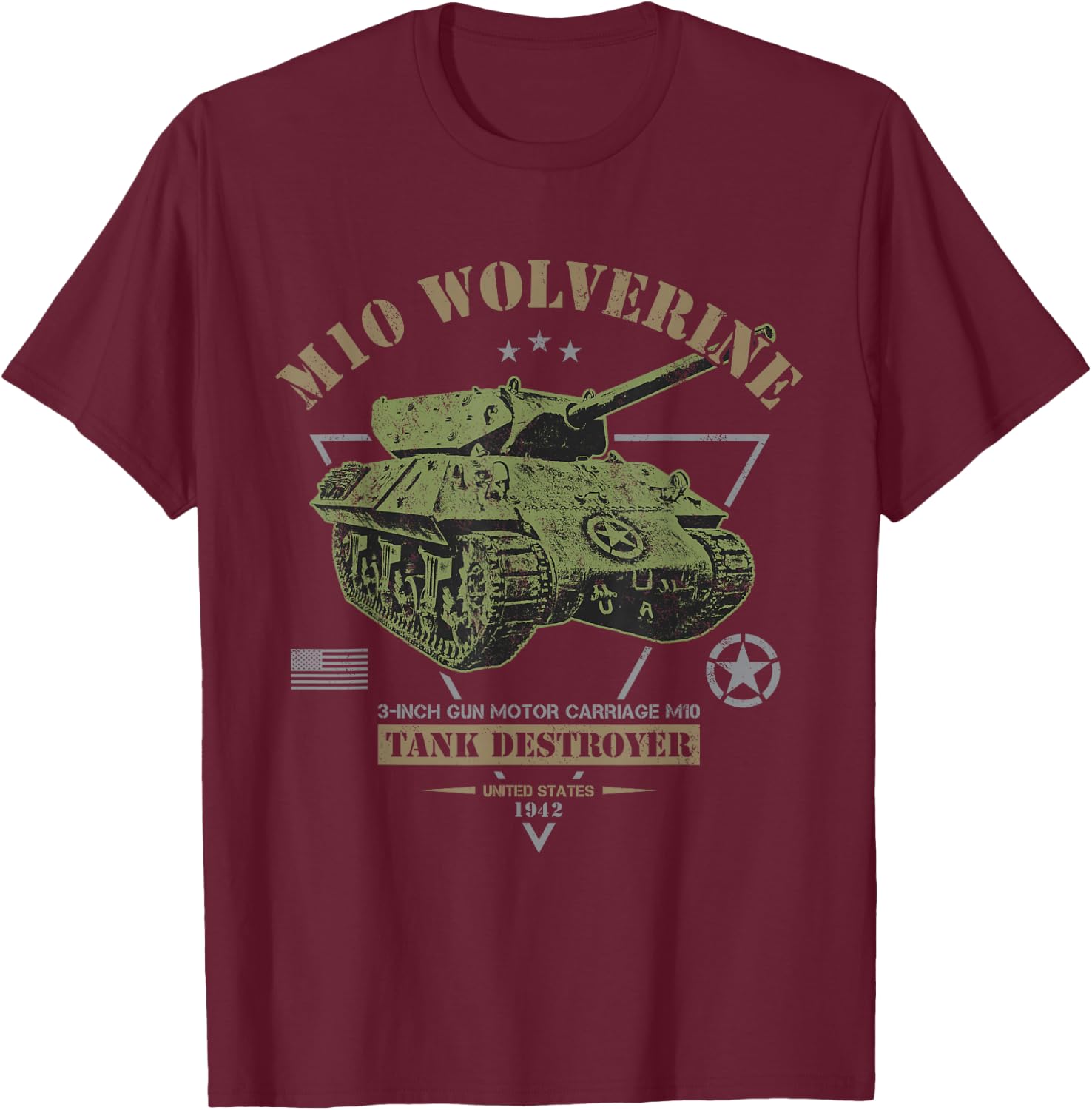 M10 "Wolverine" Tank Destroyer T-Shirt - T-Shirt | Maroon