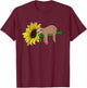 Yellow Flower Sunflower Sleepy Animal Lover Wildlife Sloth T-Shirt - T-Shirt | Maroon