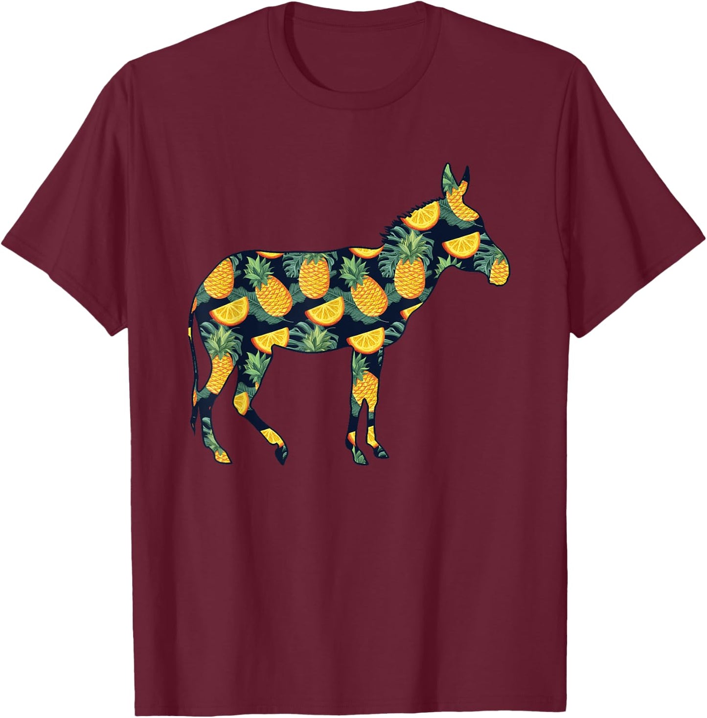 Pineapple Hawaiian Donkey Women Men Print Jackass Girl Gift T-Shirt - T-Shirt | Maroon