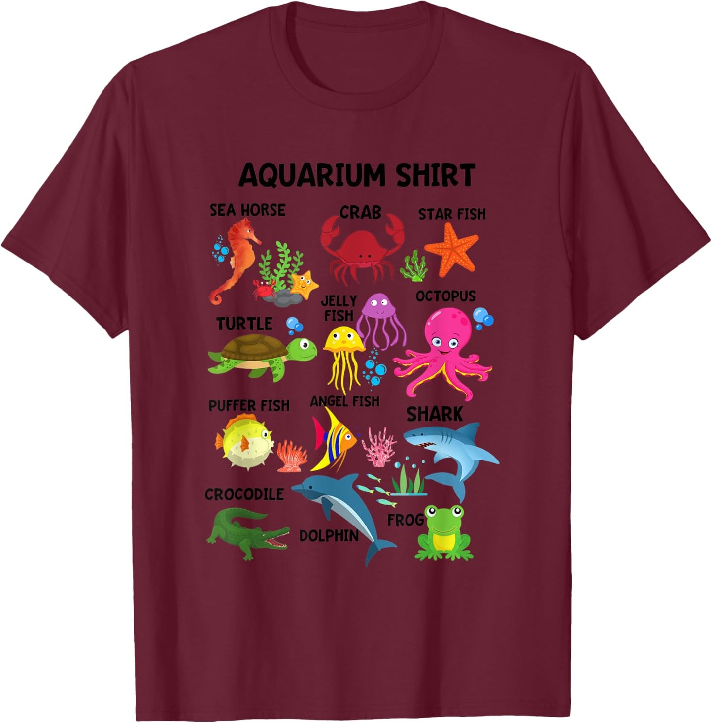 Aquarium Shirt Sea Life Animals A Day At The Aquarium Party T-Shirt - T-Shirt | Maroon